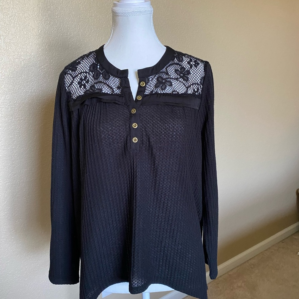 NWT Summer & Rose Black Embellished Long Sleeve Blouse